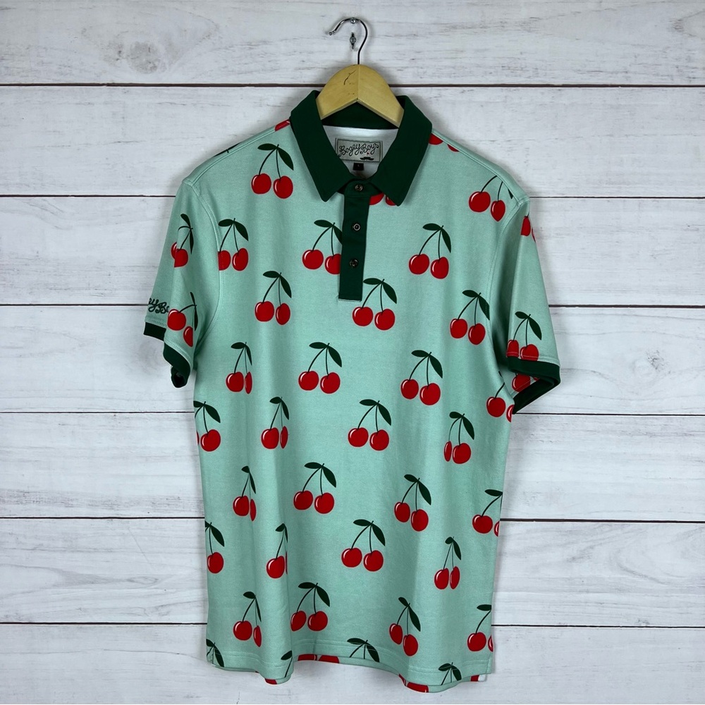 Bogey Boys Cherry Print Golf Polo Shirt Large